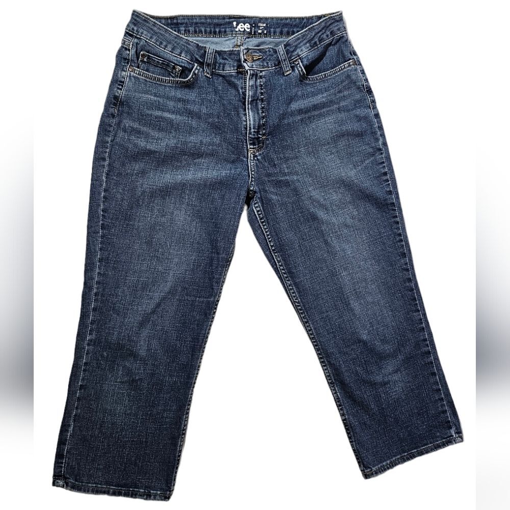Lee Women's Regular Mid-Rise classic Straight Leg Denim Blue Jean sz 14 M